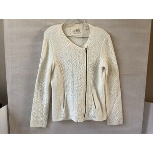 Anthropologie sweater cardigan angel of the north moto zip beige knit sz M